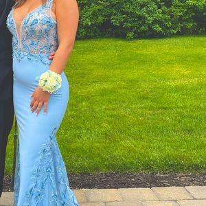 Shri hill size 0 blue beaded corset top prom dress